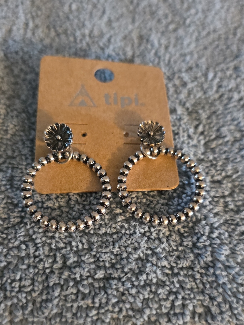 Silver Beaded Hoop Earrings